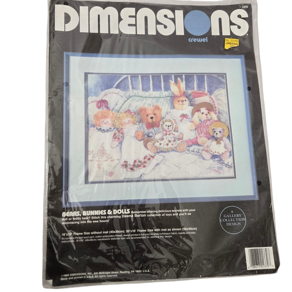 Dimensions Crewel Kit - Bears, Bunnies & Dolls 16 X 12